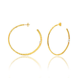 Pendiente liso con textura de aro liso de 925 Plata de ley con textura chapada en oro de lujo más vendido para damas y niñas - Product Image 5