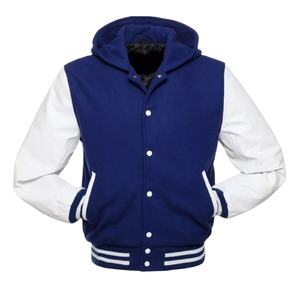 Nueva Chaqueta Universitaria de Lana Azul Rey con Capucha, Mangas Largas, Cuello Alto, Estilo Urbano, MOQ Bajo 2026 - Product Image 2
