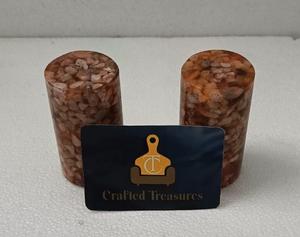 Saleros y pimenteros artesanales de resina y piedra con incrustaciones de piedra y resina epoxi, utensilios de cocina personalizados al mejor precio. - Product Image 1