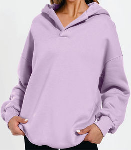 Sudaderas con Capucha de Punto Sólido Casuales de Invierno para Mujer con Cuello con Cremallera y Logotipo Frontal - 100% Algodón Estilo Deportivo - Product Image 6