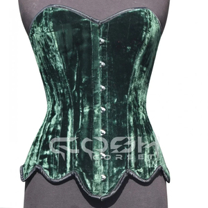 คอร์เซ็ทผ้ากำมะหยี่สีเขียวมรกตคอร์เซ็ทโครงเหล็กคอร์เซ็ตกำมะหยี่ - Product Image 1