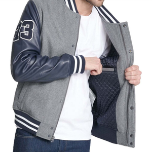 แจ็คเก็ตหนัง PU คุณภาพสูงสำหรับผู้ชาย สไตล์วาร์ซิตี้ ปรับแต่งได้ สไตล์ไฮสตรีท ปักลายด้านหน้า กันน้ำ กันลม สำหรับฤดูหนาว ไซส์ XS รับผลิตแบบ OEM - Product Image 5