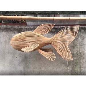 Application d'art de collection pour le lustre tissé léger suspendu de plafond en osier naturel de tissage fait à la main - Product Image 2