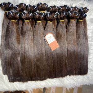 Cheveux Remy couleur brun naturel 12A, double trame machine, lisses comme des baguettes, provenance vietnamienne, lots de cheveux humains, tendance 2024, prix de gros - Product Image 6