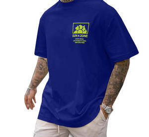 Última camiseta OEM 100% algodón liso camiseta de gran tamaño camiseta de peso pesado/personalizado 3D pantalla Logo hombres Puff estampado camiseta - Product Image 3