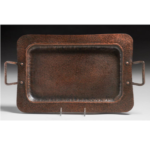 Bandeja de servicio de cobre La mejor calidad Mango de latón Bandeja de servicio de cobre de mesa redonda La mejor calidad - Product Image 2