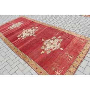 Tapis turc 5,3 x 11,9 pieds, grand tapis vintage, tapis en laine rouge ombré - Product Image 4
