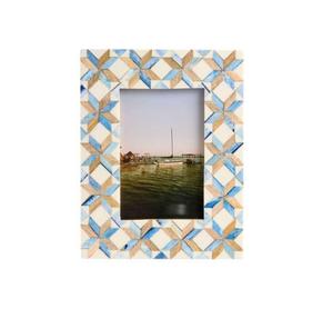 Cadre photo en bois d'os et résine multicolore, design à rayures, cadre photo pour mariage, amour, souvenirs d'enfance, cadre photo au meilleur prix - Product Image 1