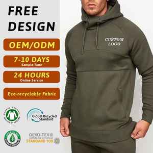 Pull-over à capuche Muscle Fit pour homme, vêtements de sport avec logo personnalisé, polaire 100% coton pour l'hiver - Product Image 5