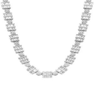 Cadena Cubana de Plata de Ley con Baño de Oro Blanco y Diamantes Moissanite para Hombre, Estilo Hip Hop - Product Image 1