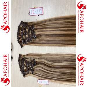 Extensions brésiliennes naturelles lisses, cheveux crus, mélange de couleurs piano, clip-ins, apohair, jessie - Product Image 2