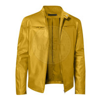 Veste en cuir pour homme de qualité supérieure, écologique, respirante, à séchage rapide, pour l'hiver, en cuir de vache, fermeture éclair avant, col montant, personnalisable