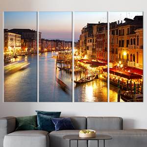 Lienzo impreso con paisaje de Venecia - Elegante obra de arte para decoración de pared, 4P: Enmarcado en galería - Product Image 1
