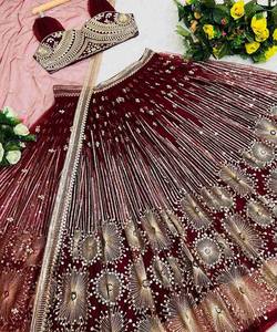 Designer indien Satin Soft Net Broderie Séquence Travail Lehenga Choli avec Dupatta Wedding Wear Prix de gros Vêtement ethnique ApparelGarment Shalwar Kameez - Product Image 5