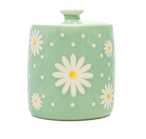 Pot de rangement en céramique à motif floral avec couvercle, récipient hermétique pour aliments, organisateur de cuisine durable, rangement élégant pour comptoir - Product Image 1