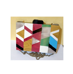 กระเป๋าถือคลัทช์เรซิ่นสำหรับเด็กผู้หญิงของขวัญแต่งงานงานปาร์ตี้คลัทช์มือพร้อมโซ่ทองเหลืองดีไซน์โซ่ตกแต่ง - Product Image 3