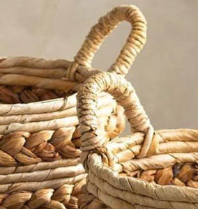 Beautiful Water Hyacinth <b>Straw</b> Storage <b>Basket</b> with Handle Wholesale - Product Image 2
