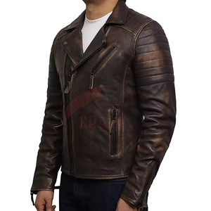 Gran oferta 2025, chaqueta de cuero desgastado para hombre genuino, chaqueta de invierno ajustada para hombre, chaqueta de cuero desgastado personalizada para hombre - Product Image 3
