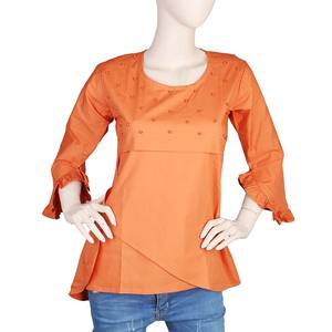 Women's Fancy Woven <b>Top</b> - <b>Rust</b> - Product Image 4