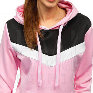 Vêtements de boutique en gros, sweat-shirts à capuche en jersey à manches longues pour femmes, couleur unie, streetwear, 100% coton, devant - Product Image 4