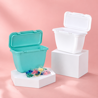 Boîte de rangement rectangulaire jetable en plastique hermétique pour lessive en perles, résistante à l'humidité, pour dosettes de détergent et capsules de savon, avec joint d'étanchéité