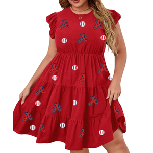 Vestidos de béisbol al por mayor OEM de nueva tendencia para el Día del Partido, nuevos diseños para equipos de secundaria, vestidos de algodón de alta calidad para mujer con parches de cuentas. - Product Image 1