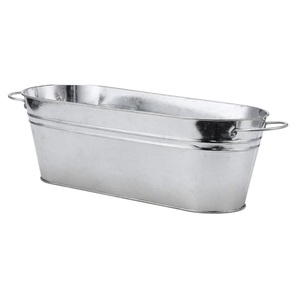 Maceta de metal con acabado galvanizado de último diseño con asas para el hogar y el jardín Maceta de flores de forma ovalada decorativa - Product Image 5