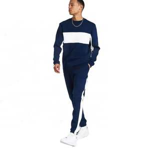 Unisex 380gsm algodón polar Color sólido chándal hombres Jogging cuello redondo sudadera pulóver pantalones de chándal de dos piezas adultos invierno - Product Image 1