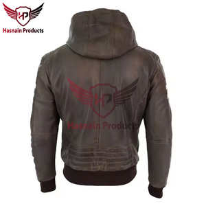 Vestes en cuir de bombardier à capuche en cuir de vachette d'origine de qualité supérieure pour hommes vêtements d'extérieur d'hiver élégants pour un confort décontracté et un style personnalisé - Product Image 2