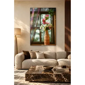 Fleurs Fida dans un vase en terre cuite près de la fenêtre, impression sur toile - Product Image 5