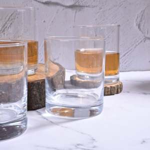 Juego de 4 Vasos Transparentes Luminosos de Vidrio, Diseño Minimalista con Patrón Sólido, Aptos para Lavavajillas, Regalo para Adultos y Fiestas - Product Image 1