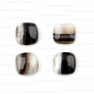 Unique Natural Black Banded Agate 10mm <b>Cushion</b> Flat <b>Back</b> Calibrated Cabochon Loose Gemstone Jewelry Making Wholesale Supplier - Product Image 6