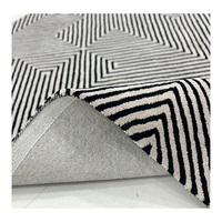 Tapis en laine tufté à la main, écologique, ignifuge, antidérapant, noir et gris, très doux, 160x230cm (5'3''x7'7''), en stock, expédition immédiate