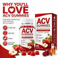 Gummies au vinaigre de cidre sans sucre 500mg de poudre d'ACV par portion, avec sels de BHB, racine de betterave, grenade et vitamine B12