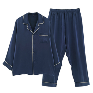 Nouvelle mode 100% soie pyjama ensemble pour hommes écologique qualité hiver Sexy Satin vêtements de nuit taille XL - Product Image 1