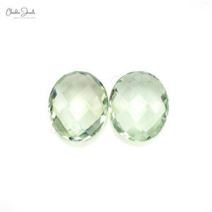 Paire de 2 Améthyste Verte 12X10MM Ovale Briolette Coupe Semi Naturelle Améthyste Verte Pierre Libre Grossiste & Fournisseur - Product Image 1