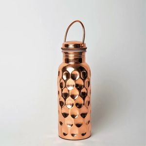 Small Outdoor Copper <b>Metal</b> Water <b>Bottle</b> <b>with</b> Handle Diamond Design Home Living Kitchenware for Business Gifts BY HF CRAFTS - Product Image 2
