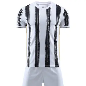 New Wholesale Sublimation Soccer Jersey Supplier Customized Team Letter Print White & Black Soccer Uniform Set