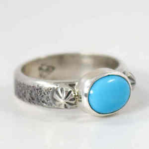 Anillo de plata esterlina con racimo de turquesa estabilizada Kingman de Arizona Anillo de plata esterlina 925 - Product Image 2