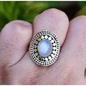 925 Sterling <b>Silver</b> Boho <b>Statement</b> Women's <b>Ring</b> Handmade with Natural Moonstone Oval Cut Perfect Gift for Birthday Anniversary - Product Image 5