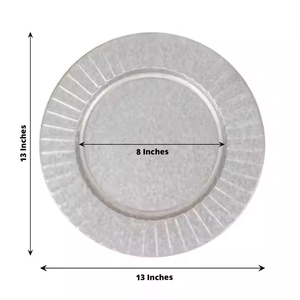 Assiette de service en plastique de 13 pouces, couleur argent, bordure unique, écologique, la plus précieuse, pour garder votre dîner au chaud - Product Image 1