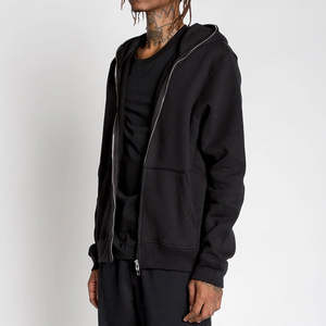 100% algodón de alta calidad personalizado de los hombres Full Zip up Hoodie French Terry Blank Drop Shoulder puff impresión sudaderas con capucha - Product Image 3