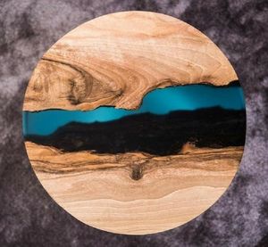 Juego de posavasos de resina epoxi de Calidad única con efecto océano decorativo cuadrado redondo posavasos de resina de madera epoxi de Craftsy Home - Product Image 5