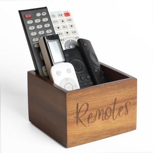 Acacia <b>Wood</b> Rectangle Remote Control Holder Box Eco-Friendly Modern Space-Saving Home Storage Organizer for Desk Living Room - Product Image 1