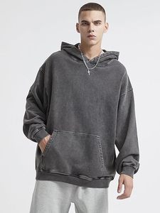 Sudadera con Capucha Gris de Algodón Informal para Todas las Temporadas con Ribete en Contraste para Adultos, Sudadera Promocional - Product Image 4