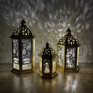 Nicro moyen-orient luxe Style Eid Mubarak Festival maison ornement artisanat affichage lumière LED fer lanterne Ramadan décoration - Product Image 3