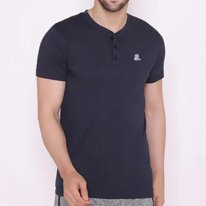 T-shirt Henley à manches courtes Street Wear, 2 ou 3 boutons, logo personnalisé, T-shirt Henley pour homme, manches courtes, T-shirt Henley en coton pour homme - Product Image 1