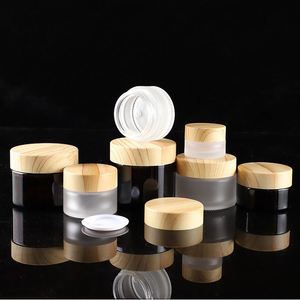 Envase de embalaje vacío personalizado 30g 50g tarro de vidrio Mantequilla corporal crema facial esmerilado cosmético Frascos de vidrio tapa de Bambú - Product Image 2