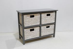 Comehome Top Trending Wooden Cabinet with Water Hyacinth Baskets Handmade <b>Storage</b> Organizer and Decorative <b>Box</b> - Product Image 2