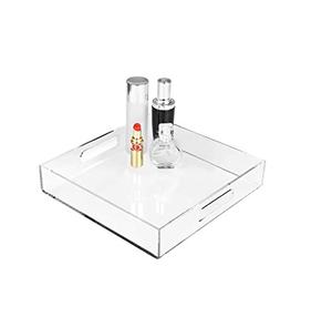 Plateau de service roulant en acrylique de luxe pour la nourriture, la décoration, les bijoux, taille personnalisée, forme carrée - Product Image 1